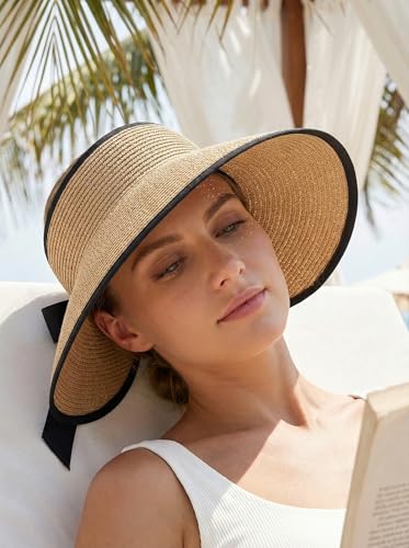 Sombrero visera para mujer con ala ancha y protección UV miniatura 3