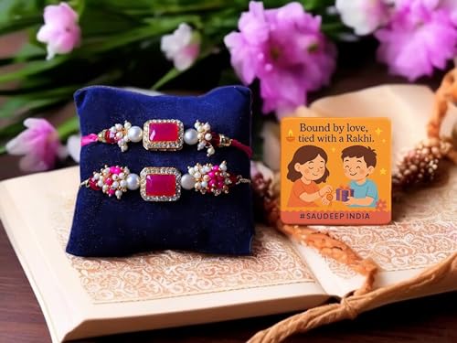 Image of Saudeep India Fridge Magnet with Rakhi Combo Gift Set of Lumba Couple Rakhi for Bhaiya Bhabhi | Travel Souvenir | Refrigerator Magnet