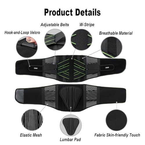 YAHA Back Brace for Lower Back Pain Relief for Women/Men with Lumbar Pad, Back Support Belt with 7 Stays for Heavy Lifting, Sedentariness, Breathable Lumbar Support for Herniated Disc, Sciatica - L