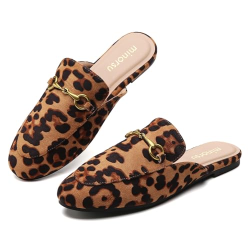 Image of Minorsu Buckle Mules for Women Flats Loafers Shoes for Work Office Business