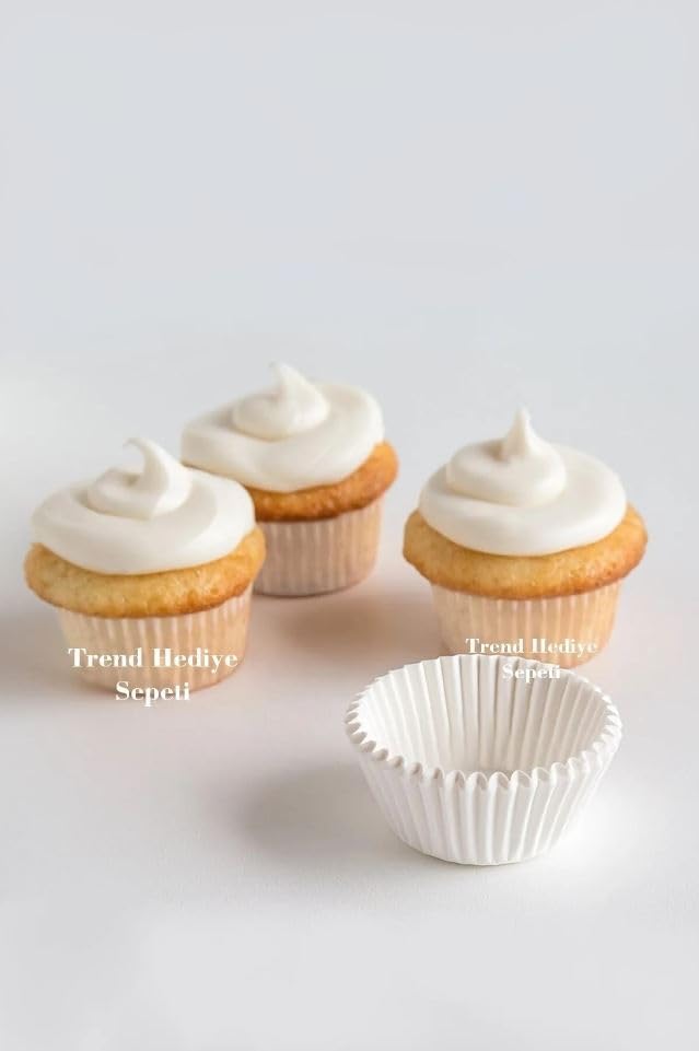 Trend Hediye Sepeti Takribi 200 Adet Mini Boy Beyaz Truff Çikolata Kağıdı, Muffin Kek Kalıbı, Lokum Kağıdı 30x20 Mm Doğum Günü Parti Dekorasyonu için