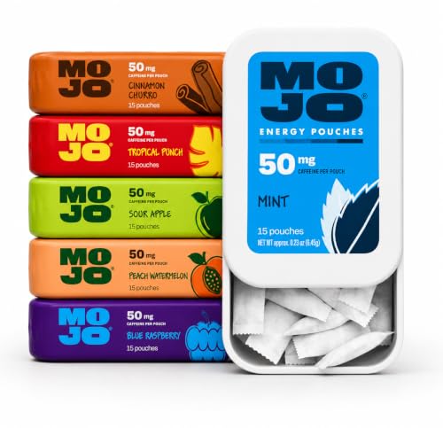 MOJO Energy 50mg Caffeine Pouches Variety Pack 15 Pouches 6-Pack