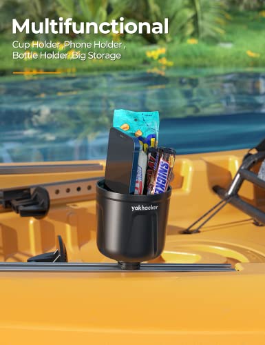 Yakhacker Multi-Functional Kayak Cup Holder, Bottle Holder, Phone Holder,Drink Holder, Fishing Tool, Large Capacity, Kayak Track Mount Install, Kayak Track Accessories #TOP2
