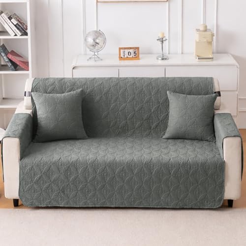 Image of HOKIPO 100% Leakproof Quilted Cushion Cover for Sofa 16x16 Inches, Set of 2, Dove Grey (AR-6280-DGRY*2)
