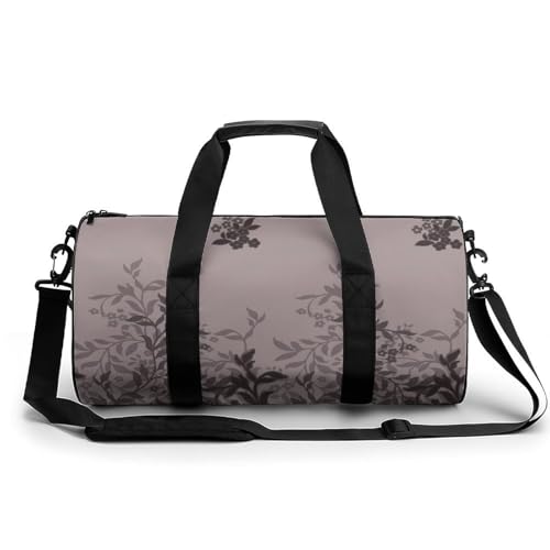 Sac de sport rose fleur noire de 45cm pour le voyage et gym