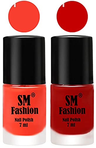 Image of Long Lasting Nail Polish | Nail Paint Combo 7 ml Each) - Set of 2 Light Orange-Orange