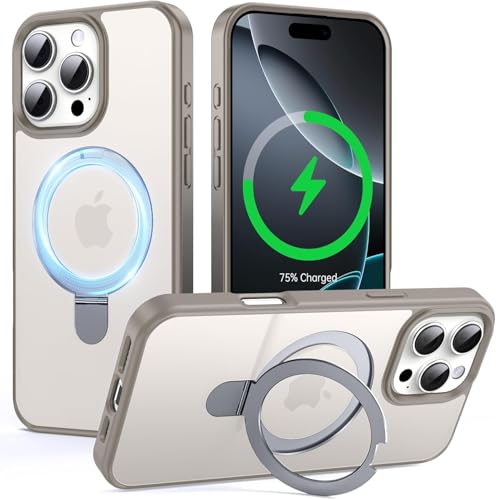 Image of iPhone 16 pro Max Magsafe Stand Case | Matte Design & 360 Protection | Military-Grade Apple iPhone 16 pro Max Cover | Ultra Premium - Gray