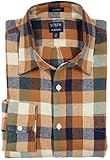 J.Crew Mercantile Men's Classic Fit Plaid Long Sleeve Flannel Shirt (Large, Brown Natural Gingham)