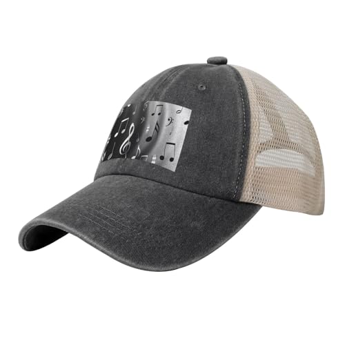 RZHRHJES Music Notes Print, Classic Dad Hats Adjustable Trucker Hats Cowboy Mesh Baseball Cap