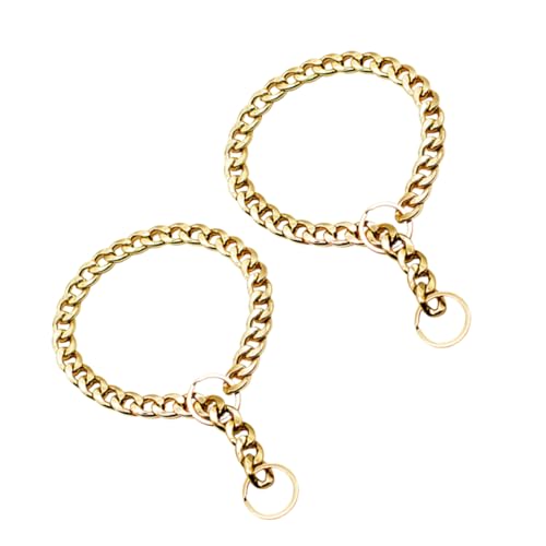 FONDOTIN 2pcs Dog Neck Chain Ornament Stylish Pet Chain Metal Chain for Dogs Comfortable Round Edges Easy On/Off Safe for Pets