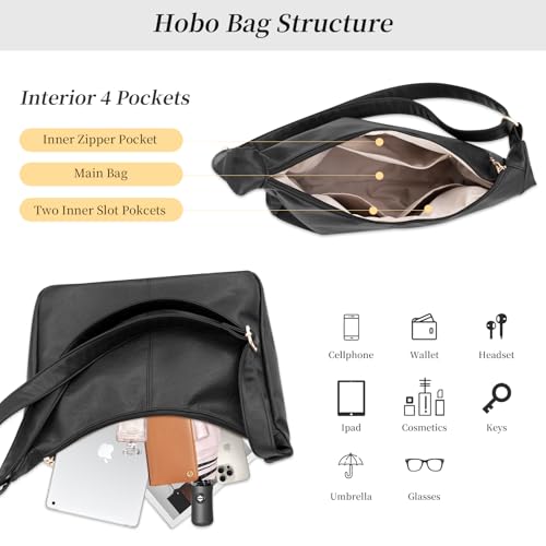 Image of Hobo Bags for Women, Vegan Leather Shoulder Handbag Tote Bag