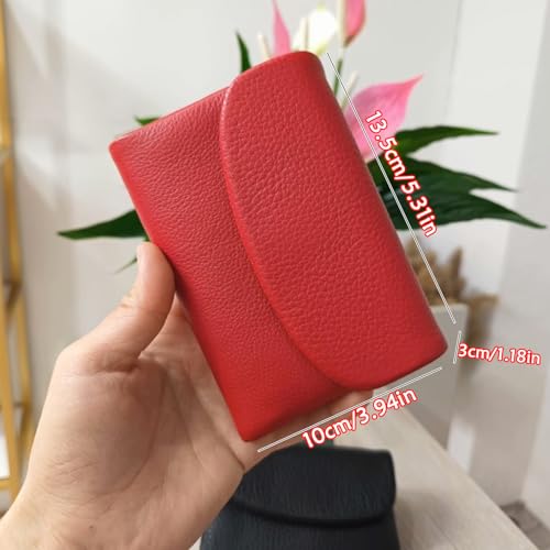 Unisex Pebble Leather Wallet,Small Wallets for Women,Genuine Leather Coin Purse,with Credit Card Holder,Coin Holder and Cash Slots,Genuine Leather Wallets for Men and Women (Orange)2