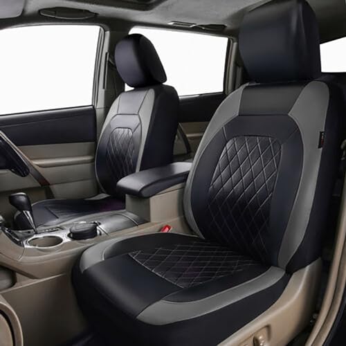 FZTZSQ 1 Set Leather Car Seat Cover Sets for Ford Focus 2011 2012 2013 2014 2015 2016 2017 2018, Breathable Waterproof Comfortable Car Seat Interior Protect Accessories,Grey - Image 3