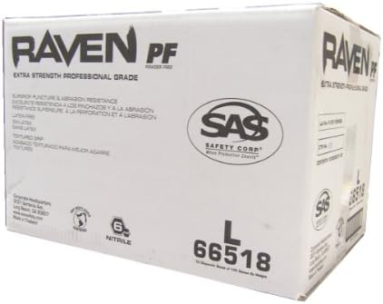 Raven SAS Safety 66518 6 mil Black Nitrile Disposable Gloves 7 Mil - Large - 10 Pack(100 Gloves per Box)