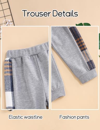 Image of Fuermos Toddler Baby Boys Clothes Flannel Lattice Button Down Hooded Tops +Pants Boys Fall Winter Outfits