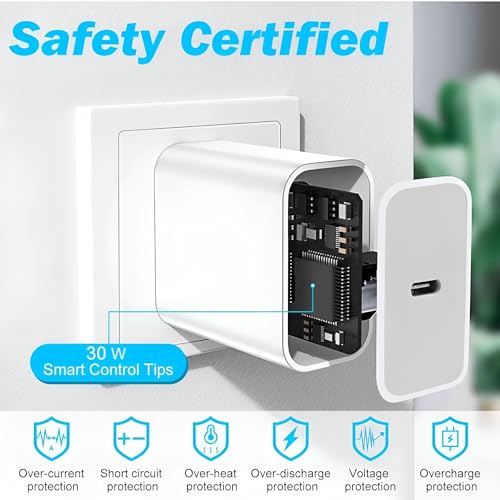 Image of 30W USB-C Charger with 3.3ft C to C Cable for Google Pixel 9 Pro XL /9 Pro /9 Pro Fold /9 /8 Pro /8 /8a /7 Pro /7 /7a /6 Pro /6, Fast Charging Adapter for Android Phones and Tablets, White