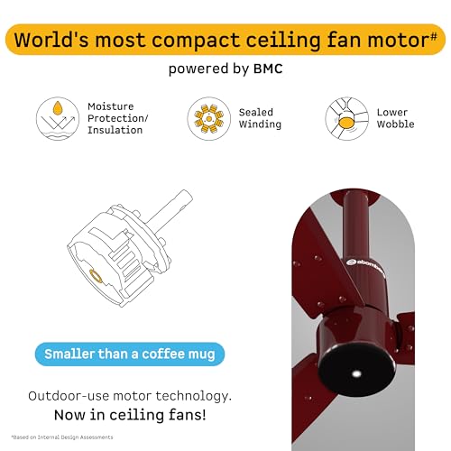 Image of atomberg Razon 1200mm BLDC Ceiling Fan with Remote | World's Smallest Motor Powered by BMC | Advance Air+ Technology | BEE 5 star Rated | Low Noise | Sleek Design | 3 Year Warranty (SANGRIA BROWN)