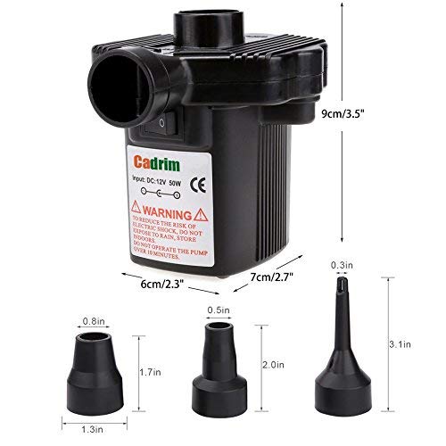 Elektrische Luftpumpe Cadrim 2 in 1 mit 3 Düsenaufsätzen