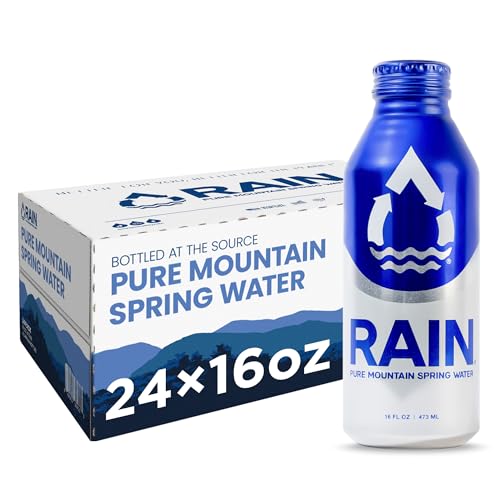 RAIN, Spring Water, 16 Oz, 24 Pack, Bottled At The Source, Recyclable Eco Friendly Aluminum