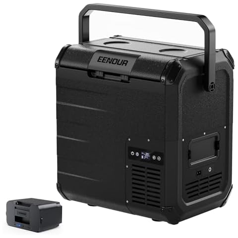EENOUR D18 12 Volt Car Refrigerator, Portable Freezer 19Qt/18L, Compressor Electric Cooler, -4~50℉, 12/24V DC, 110~240V AC, 12V Fridge for Camping, Road Trips, RV, Truck - Blac Cover