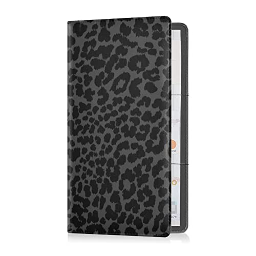 Car Registration and Insurance Holder-Dark Gray Leopard Cheetah Print Leather Auto Registration and Insurance Card Holder-Vehicle Glove Box Organizer for Driver's License(228vb5d)