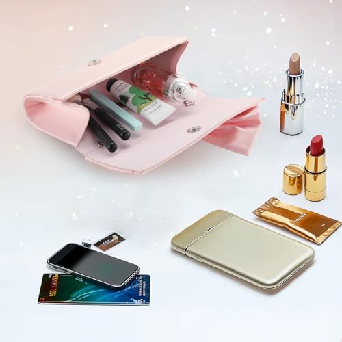 Image of WALLYN'S Satin Clutch purse evening bag for women party wedding handbag