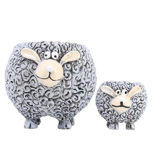 Juego de macetas con Forma de Oveja, Maceta de Resina con Forma de Animal, Maceta para Plantas de Interior con Forma de Cabra y Oveja | Macetas Decorativas para Flores, Bonito macetero con Forma de