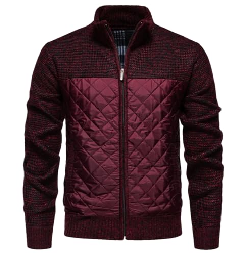 Men's Stand Collar Straight Tube Type Thick Warm Plus Fleece Cardigan Casual Sweater