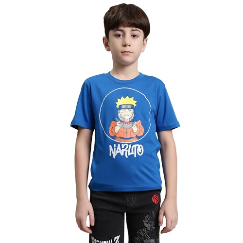 Image of Kidsville Official Naruto Anime Boys Half Sleeves Round Neck Graphic Character Printed Regular Fit Pure Breathable Cotton Fabric Tshirt