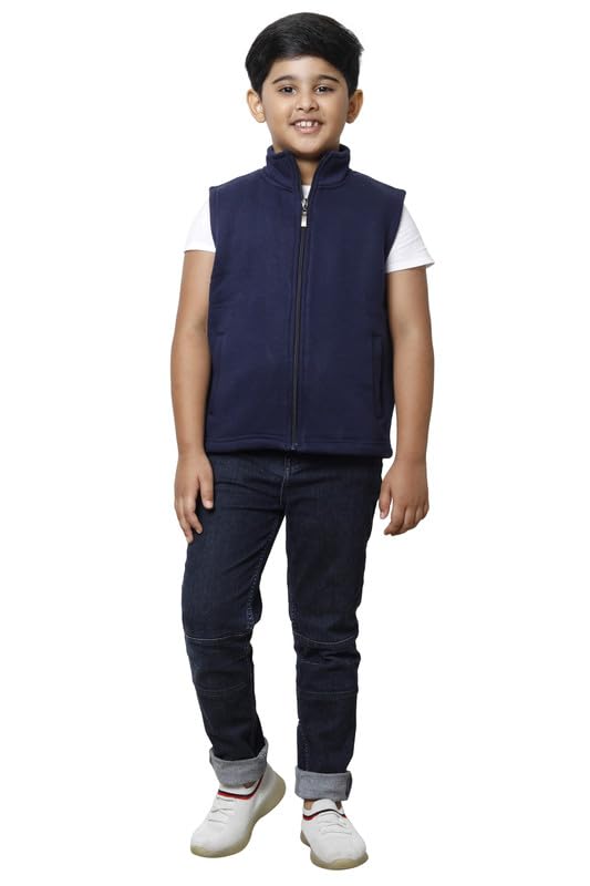 Image of IndiWeaves Boys Solid Fleece Warm Sleeveless Jackets for Winters (Pack of 2) Black::Grey