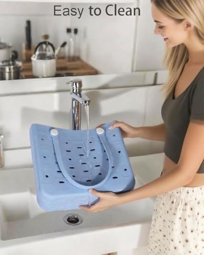 Rubber Beach Bag with Silicone Phone Holder Accessories for Women, Waterproof Sandproof Travel Tote Bag2