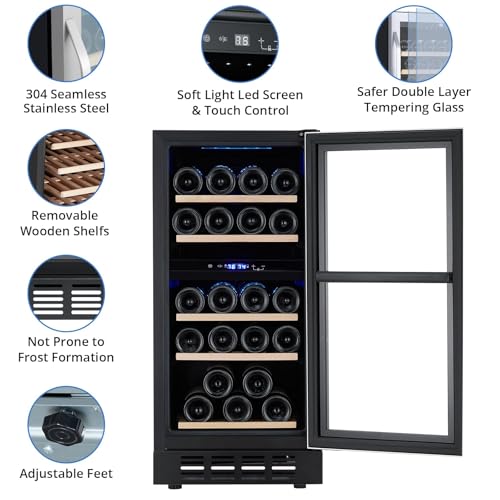 Image of Garvee 26 Bottles Wine Refrigerator Cooler, 24 in Built-In Wine Cabinet with Digital LED Touch Screen, Compressor Freestanding /Wine Fridge, Lockable Wine Cellar for Home, Bar