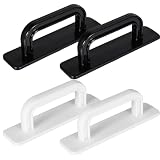 QfwdfcTrenz 4 Pcs Adhesive Plastic Cabinet Handles, Peel and Stick Push Pull Handles Self Stick on Handle No Drill Drawer Pulls for Wardrobe Furniture Closet Glass Sliding Shower Door White Black