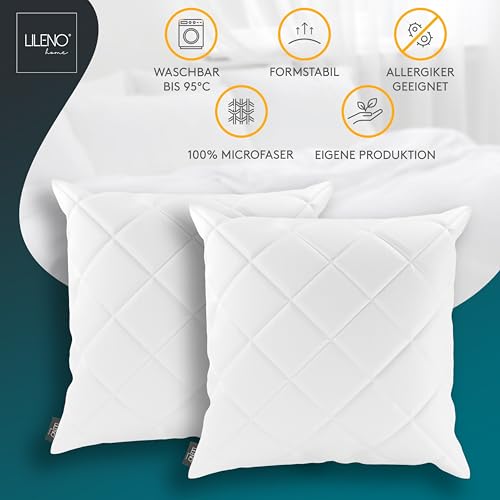 LILENO HOME 2er Set Kissenfüllung 40 x 40 cm - 95°C waschbares Innenkissen geeignet für Allergiker - Polyester Kisseninlet als Couchkissen, Sofa Kissen, Cocktailkissen und Kopfkissen