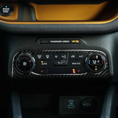 Image of Car Carbon Fiber Center Console AC Switch Panel Sticker Trim Cover Interior Decoration Accessories for Ford Bronco Sport 2021-2024 / Explorer & Kuga 2020-2024