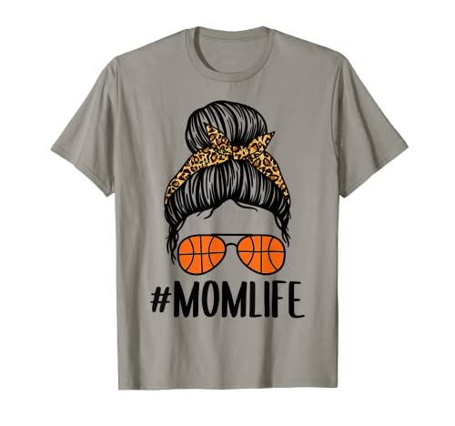 Momlife Messy Bun Leoparden-Basketball-Trikot für Mütter, Muttertag T-Shirt