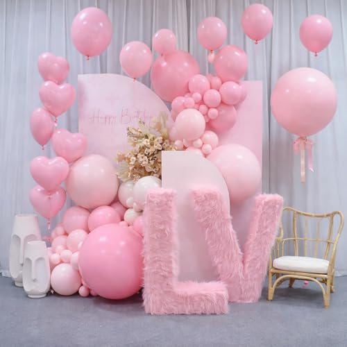 Image of Voircoloria 130pcs Light Pink Balloons Different Sizes 18 inch 12 inch 10 inch 5 inch Pastel Pink Balloons for Birthday Party, Baby Shower, Wedding, Gender Reveal, Baby Shower, Anniversary Party Decorations