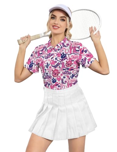 Womens Golf Shirt Funny Polo Shirts Golf Outfits Shirts Collared Printed Tennis Tops Ladies Golf Shirts Golf Gift3