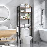 Aduanbang 4 Tier Over The Toilet Storage Rack, Bathroom Organizer Shelf with Basket, Adjustable Shelves, Freestanding Space Saver for Small Bathrooms