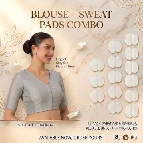 Image of Studio Shringaar Women's Cotton Stretchable (Smocked) Readymade Saree Blouse