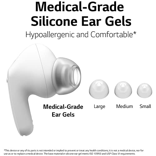 Image of LG FP6W Active Noise Cancelling Earbuds, 22 Hrs Battery, UV Nano Case, 3D Sound Bluetooth Headset (White, True Wireless)