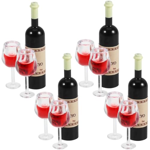 BESTonZON 4 Conjuntos De Mini Enfeites De Casa De Vinho Tinto Modelo De Garrafa De Vinho Decoração E