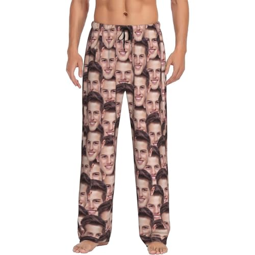 Personalized Custom Pajama Pants With Face Photo For Men - Sleepwear Lounge Bottoms
