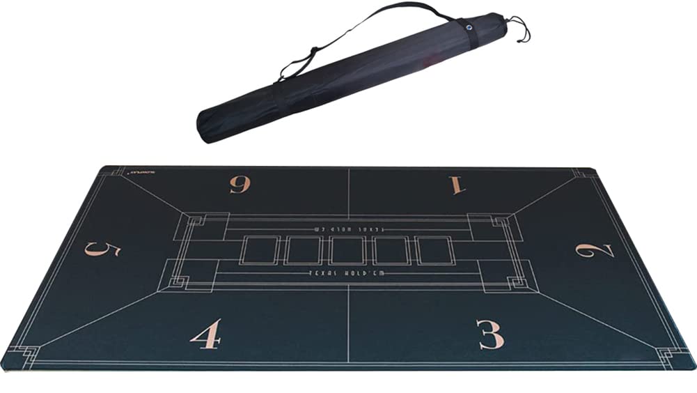 Tappetino da Gioco da Tavolo in Feltro per Tavolo da Poker, Poker Professionale con Borsa per Il Trasporto, Giochi di Poker con Layout da Casinò, Blackjack, Casinò, 3 mm di spessor