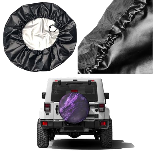 Image of Delerain Purple Dragon Monster Spare Tire Cover Wheel Protectors Sun Protector Waterproof for Trailer RV SUV Truck and Many Vehicle(16 Inch for Diameter 29 inch-31 inch)