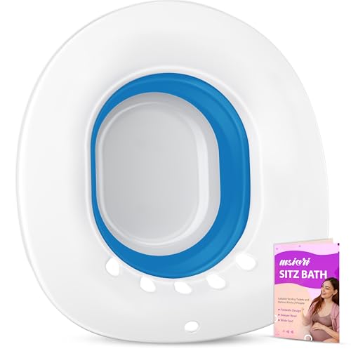 Sitz Bath for Hemorrhoids, Sitz Bath for Postpartum Care - Suitable for Pregnant Women and Perineal Care, Sits Bath Kit for Women - Collapsible Storage, Wide Seat