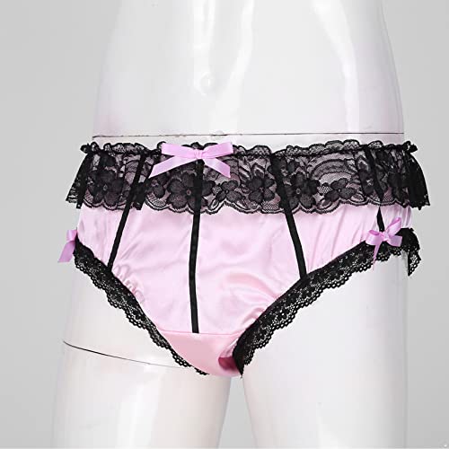 Men's Feminine Panties Silky Satin Thong Sissy Knickers Panties French Maid Crossdress Briefs4