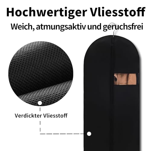 Kleidersack, 4 Stück Anzug Schwarz 60 x 120 cm Reise Mit Reißverschluss Schutz Faltbar Vor Staub Motten Schaden Lang für Die Aufbewahrung