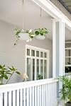 Mkono Ceramic Hanging Planter of Shallow 8 Inch and Deep 6 Inch for Indoor Outdoor Plants, Set of 2 Modern Plant Pot Geometric Porcelain Hanging Basket with Polyester Rope Hanger for Herbs Ferns Ivy