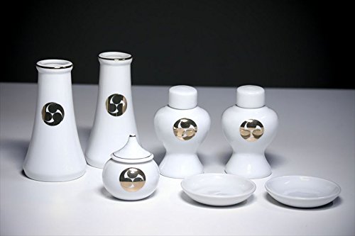 やまこう 国産 神具セット 土器セット 高級神具 7点 セット 巴紋 金文字 中 型の神棚に